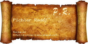 Pichler Radó névjegykártya